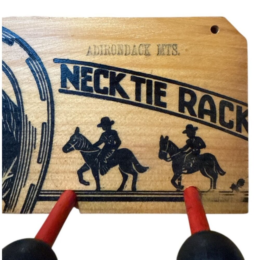 Vintage Black Beauty Neck Tie,Hat,Coat Rack 5 Peg Wooden Souvenir 10" x 3.25" - Picture 4 of 4